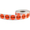 Fluorescent Red $5.99 Circle Dot Stickers, 3/4 Inch Round, 500