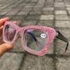 Oprah style Bling Rhinestone Square Reading Glasses For Women Shiny