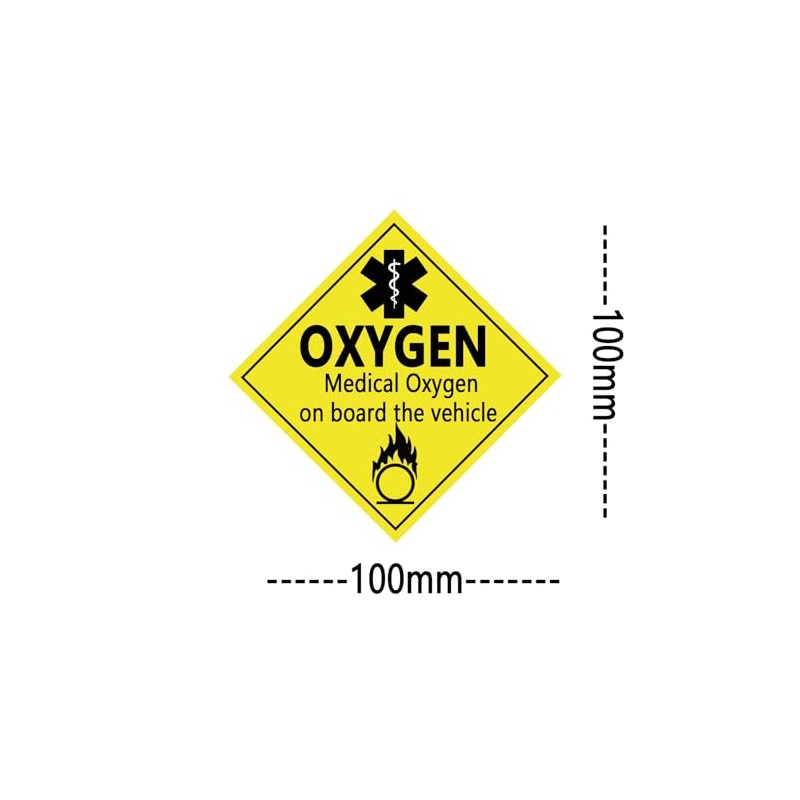 10 Pcs Medical Oxygen On Board The Vehicle 100x100 mm