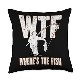 WTF Where's the Fish, Fishing Throw Pillow