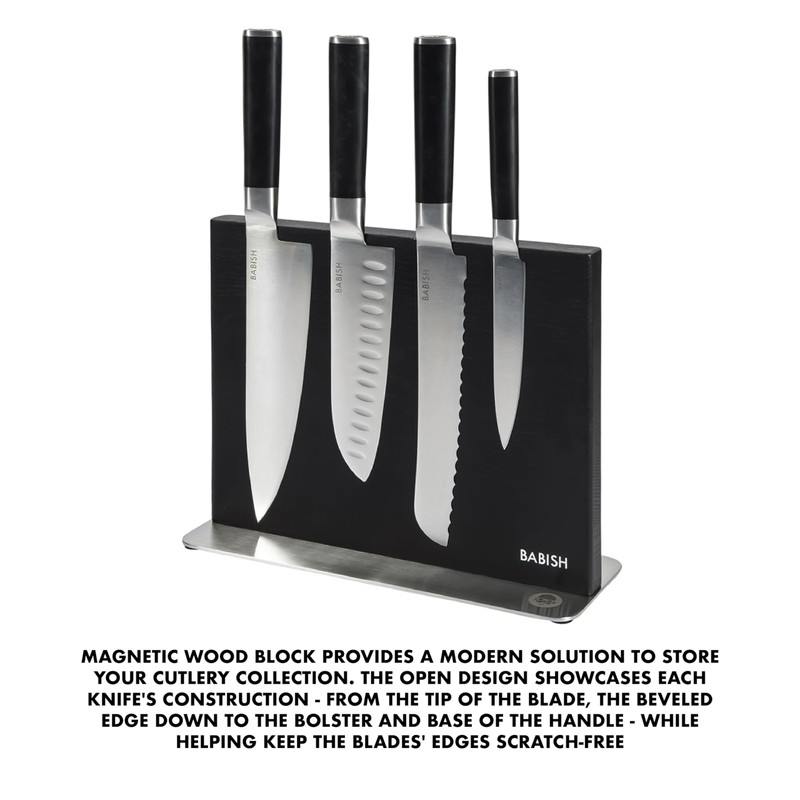 Babish 5-Piece Magnetic Forged Kitchen Knife Block Set – 1.4116