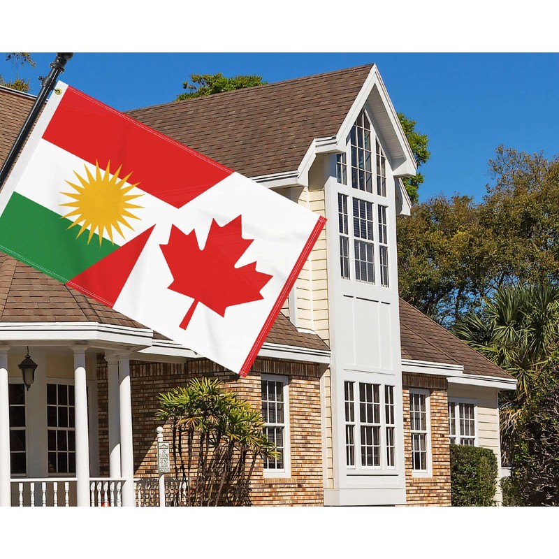 3×5 FT Canada Kurdistan Flag, Large 100D Canadian Kurdish Friendship