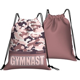 Givotin Mochila con cordón impermeable para gimnasio, bolsa deportiva con cordón, Bolsas de gimnasia con cordón, camuflaje rosa polvoriento, Mochilas de gimnasia con cordón