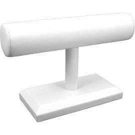 FindingKing White Leather T-Bar Bracelet Necklace Chain Watch Jewelry Display Kit 6 Pcs