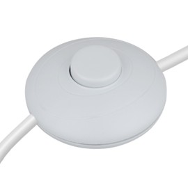 Helunsi 1Pcs Floor Lamp Foot Switch, White Foot Pedal Switch, Round Floor Lamps Foot Inline Switch, Step ON OFF Spring Push Button, for Foot Pedal Control Replacement Floor Lamp Extension Cord Parts
