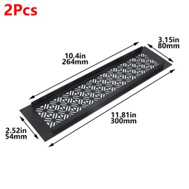 Geesatis 2Pcs Rectangle Shape Mesh Air Vent,Aluminium Alloy Vent Covers,Cabinet Shoe Cabinet Hardware Accessories Ventilation Cover, with Mounting Screws(Black,11.81 x 3.15 inch / 300 x 80 mm)