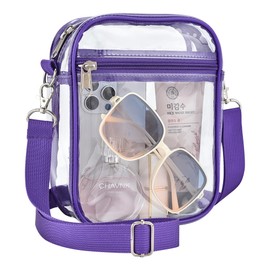 Clear Bag for Stadium Events Small Mini Clear Purse Bag for Stadium Concerts Sports Events Festivals(Purple)