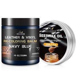 SHABEIBEI Dark Brown Leather Repair Kit Recoloring Balm Cleaner Conditioner Waterproof Beeswax Oil for Car Seat Furniture Couch Shoe Leather Vinyl(Navy Blue)