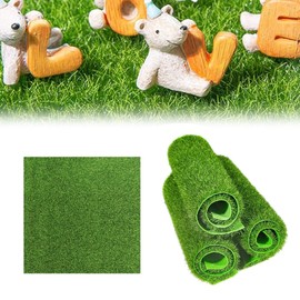 XUZOPIM Pack of 4 Artificial Grass Miniature Garden 15 x 15 cm Artificial Grass for Crafts Artificial Grass Gnome Miniature Lawn Decoration Miniature Garden Lawn Artificial Grass for Crafts
