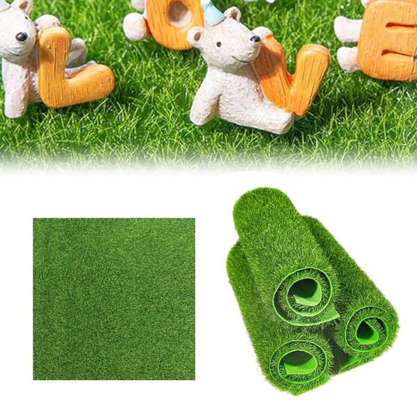 XUZOPIM Pack of 4 Artificial Grass Miniature Garden 15 x