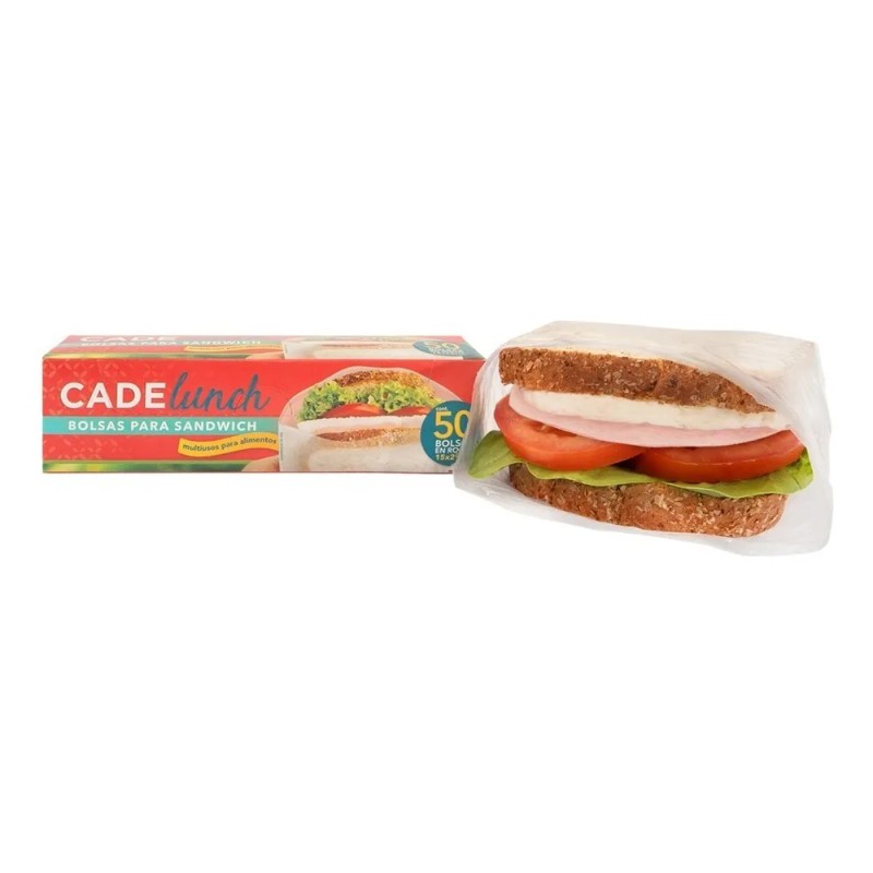 50 Bolsas Desechables Para Sandwich Cadelunch, 15x22 Cm
