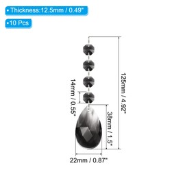 PATIKIL Teardrop Crystal Chandelier Pendants Beads, 10 Pack 125mm Length 38mm Chandelier Prisms Parts Ornaments Hanging Beads for DIY Arts Crafts Decoration, Clear Black