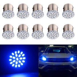 EverBrightt 10-Pack Blue 1156 BA15S 1206 22SMD Led Turn Signal Light Auto Car Reverse Light Lamp DC 12V