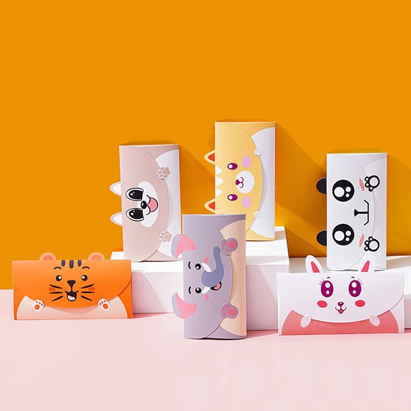 Pack of 12 cartoon animal envelopes, greeting cards, cute greeting