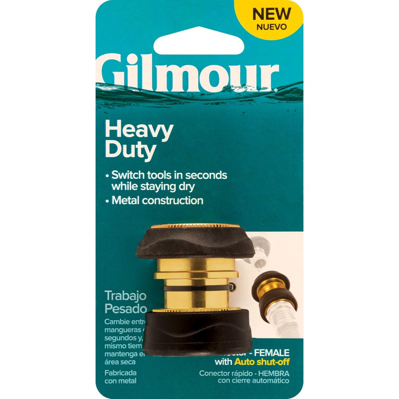 Gilmour Female Hose Quick Connector with Auto Shut Off, Brass
