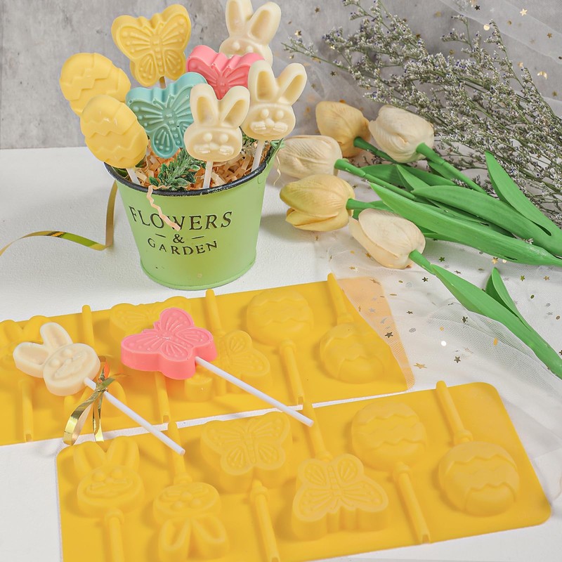 Kamehame Easter Lollipop Molds, Silicone Bunny Egg Butterfly Lollipop Molds