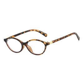 LJCZKA Oval Blue Light Blocking Glasses for Women Men Vintage Small Oval Y2K Frame Cat Eye Computer Eyeglasses Clear Lens (Leopard)