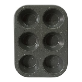 casaWare Toaster Oven 6 Cup Muffin Pan NonStick Ceramic Coated (Silver Granite)