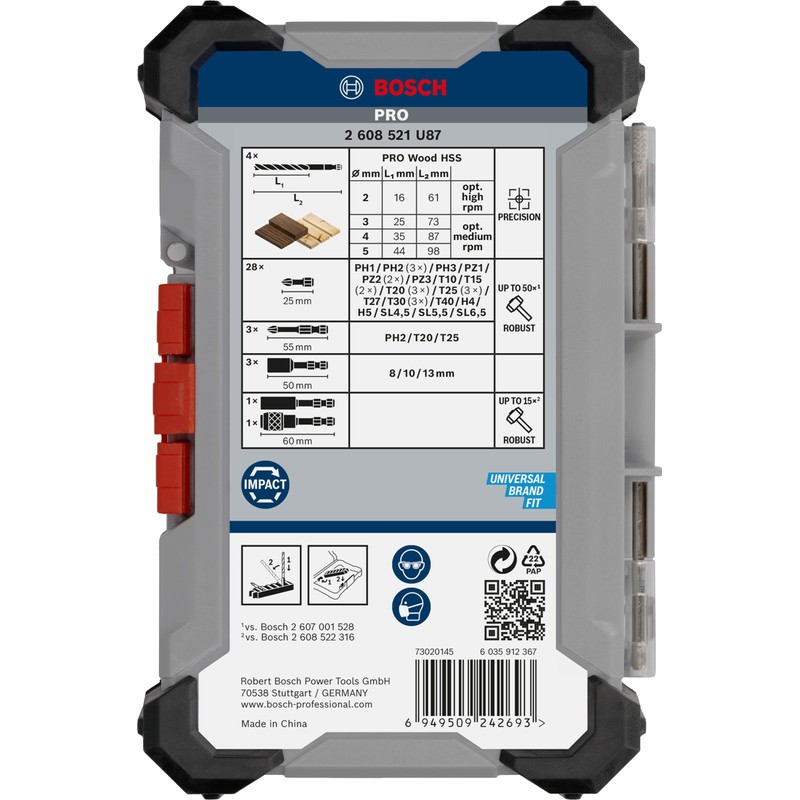 Bosch 40 x PRO Impact Screwdriver Bits and Wood Drill