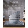 Famiware Dinnerware Sets for 4, Ocean Square 12-Piece Kitchen Plates