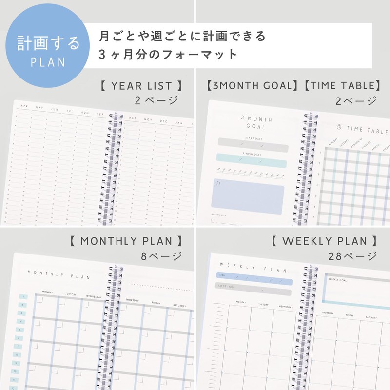 Iroha Publishing GSSD-13 Notebook, Ring Notebook, Study Planner, Daily Checkered,