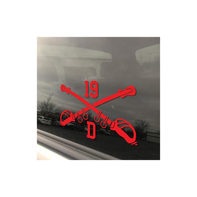 Military MOS 19D Cavalry Scout Crossed Sabers 3x5 Red 5