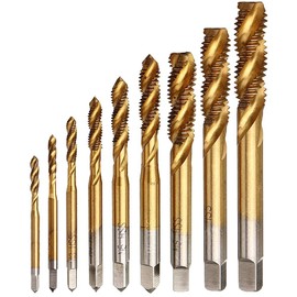 Wolfride 9 Piece Set Tap Drill Set Spiral M2 M2.5 M3 M4 M5 M6 M8 M10 M12 Drill Bit Chamfer Tap Drilling Threading HSS High Speed Steel