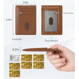 Kauzzet Luxury Smart Wallet Credit Card & ID Holder, Compatible with iOS Find My App, RFID Blocking, Minimalist Wallet, Thin Card Wallet for Men (Brown)