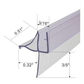 Frameless Shower Door Bottom Seal Shower Sweep with Drip Rail for 3/16-Inch Glass,36-Inch Long, Vinyl, Clear
