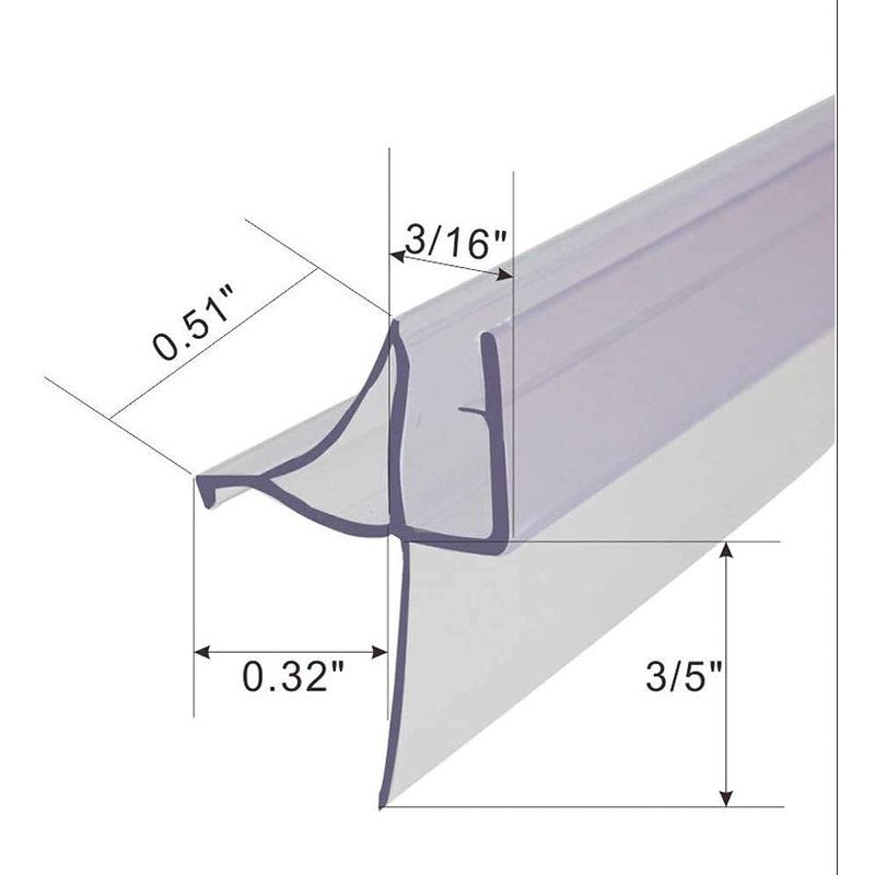 Frameless Shower Door Bottom Seal Shower Sweep with Drip Rail
