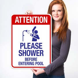 Sigo Signs, Please Shower Before Entering Pool Sign, 18x24 Inches, Rust Free .063 Aluminum, Fade Resistant, Made in USA