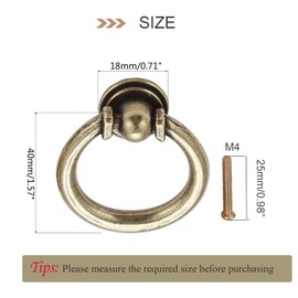 Mgoodoo 2Pcs Ring Knobs Cabinet Knob Drawer Pull Ring Hardware for Kitchen Cupboard Closet Door Handles 1.57 Inch(40mm) Vintage Bronze