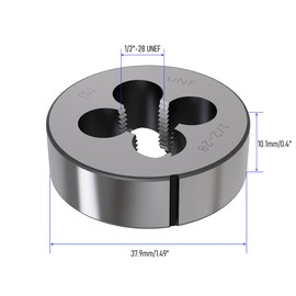 Skweawert 1/2"-28 UNEF Round Threading Die, 1/2x28 UNEF Screw Thread Cutting Die Machine Thread Right Hand Alloy Tool Steel