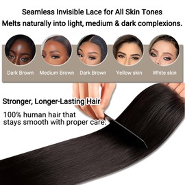 QDOMEIAI 4x4 HD Lace Closure Straight Human Hair Pre Plucked with Baby Hair Thin Invisible Hairline Closure Natural Look (18 Inch)