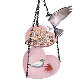 Outdoor Hanging Double-Layer Bird Feeder, Outdoor Hanging Bird Bathtub, Double-Layer Heart-Shaped Bird Feeder.