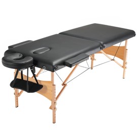 Happybuy 28" W Portable Massage Table - 2 Folding, Lightweight, 8-Level Adjustable for Salon, Tattoo, Spa, with Headrest, Armrests, Hand Pallet & Carrying Bag, 600LBS Capacity