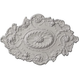 Ekena Millwork CM30SGUWF Strasbourg Ceiling Medallion, 30 1/2"W x 20"H x 1 1/2"P, Hand-Painted Ultra Pure White