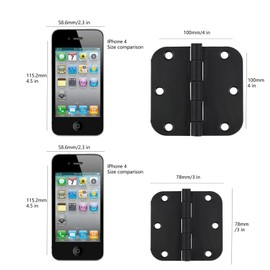 3-Pack Heavy Duty Hinge with Superior Load-Bearing Capacity, Rounded Corners,Equipped with Screws.3 inch X 3 inch Black.