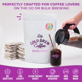 Katy’s Cold Brew Coffee Pitcher Packs | 20 Large Cold Brew Bags with Smooth, Bold Brazilian Coffee | Easy, Mess-Free Brewing in Any Container | 100% Woman-Owned | Makes 100 Cups