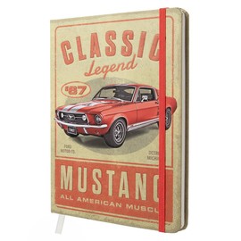 Nostalgic-Art Retro Notizbuch, A5, Ford Mustang – Classic Legend – Geschenk-Idee für Ford-Zubehör Fans, Original Lizenzprodukt (OLP), Bullet Journal dotted, Vintage Design
