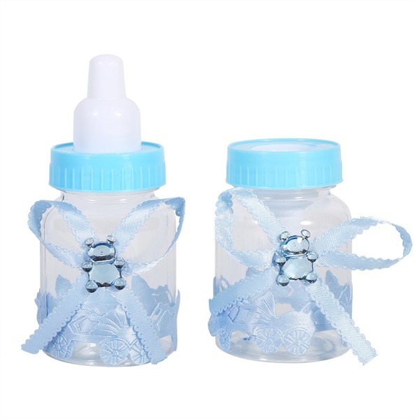 OKJHFD Baby Shower Bottles 2 Colors 50Pcs Candy Chocolate Bottles Box for Baby Shower Party Favors Gifts Decorations(Blue)