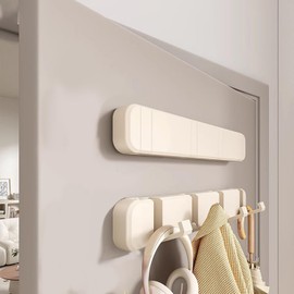 Hualinsyi Wall Hooks Adhesive，Folding White Coat Hooks for Hanging，Entrance Door,Bathroom Foyer, Bedroom Wall Mounted Storage, Clothes Sorting hat Bag 4 Hook Folding Coat Hook (White,4hook)