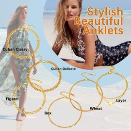 Prosteel Cuban Link Anklets for Women Men Gold Chain Ankle Bracelet Foot Jewelry
