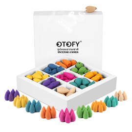 OTOFY Backflow Incense Cones for Waterfall Aromatic Smoke Fountain Haze Falls 9 Mixed Waterfall Incense Rose Lavender for Backflow Incense Holder |Gift Ste-Pack of 90 Cones (White)