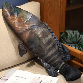 JOSON Simulated Fish Plush Toy Pillow, Soft Fish Filled Animal Toy Pillow, Used for Home Creative Gift Decoration (Grouper)