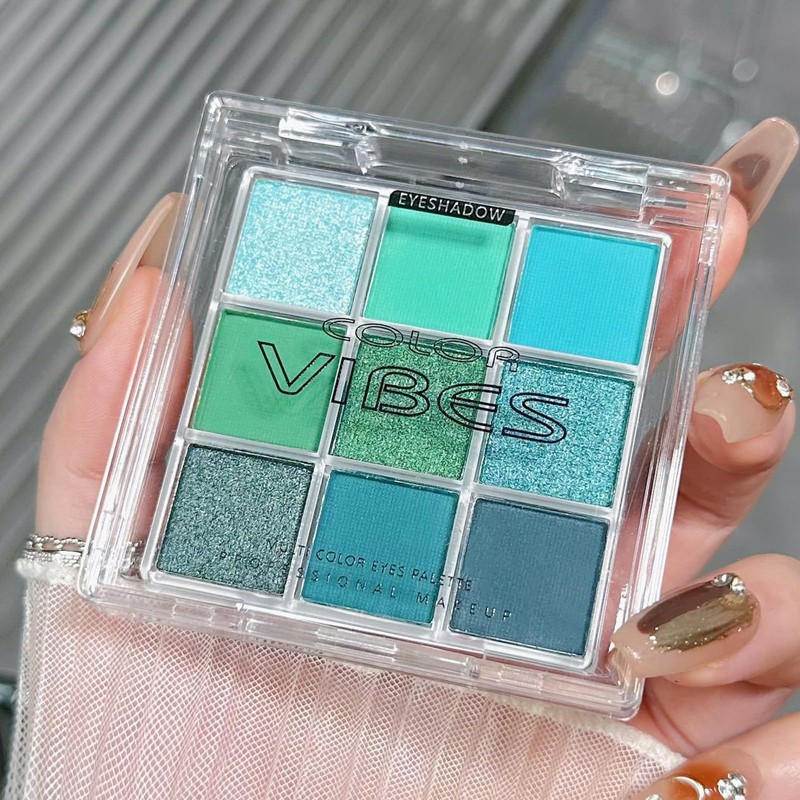 Green Eyeshadow Palette, Glitter Eyeshadow Eye Make-Up, Bright Light Green
