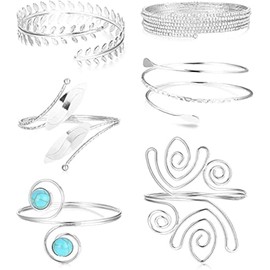 Milacolato Bracelet Women's Upper Arm Gold Upper Arm Jewellery Spiral Upper Arm Cuffs Bracelet for Women Boho Jewellery Women's Bangle Set Adjustable 6 Piece Festival Bracelets, Copper