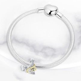 ARVALILS 925 Sterling Silver Letter Charms for Bracelets Alphabet A-Z Letters Bead Bracelets Necklace for Women Birthday Ceremony DIY Jewelry Gift