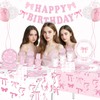 183pcs Coquette Birthday Decorations Pink Bow Birthday Party Supplies with