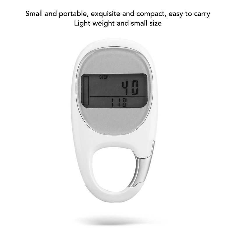 Step Counter Power Saving Mode Clear LCD Display Simple Carabiner
